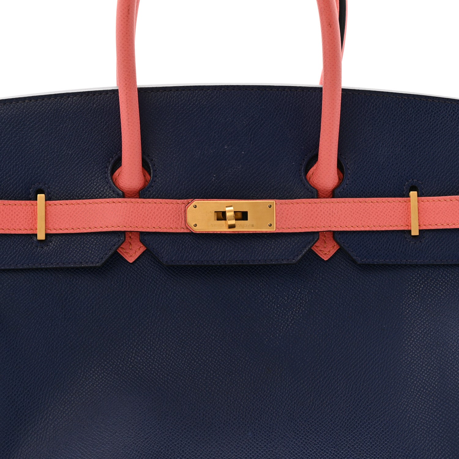 Hermes Epsom Horseshoe Birkin 35 Bleu Saphir Flamingo 8 of 17