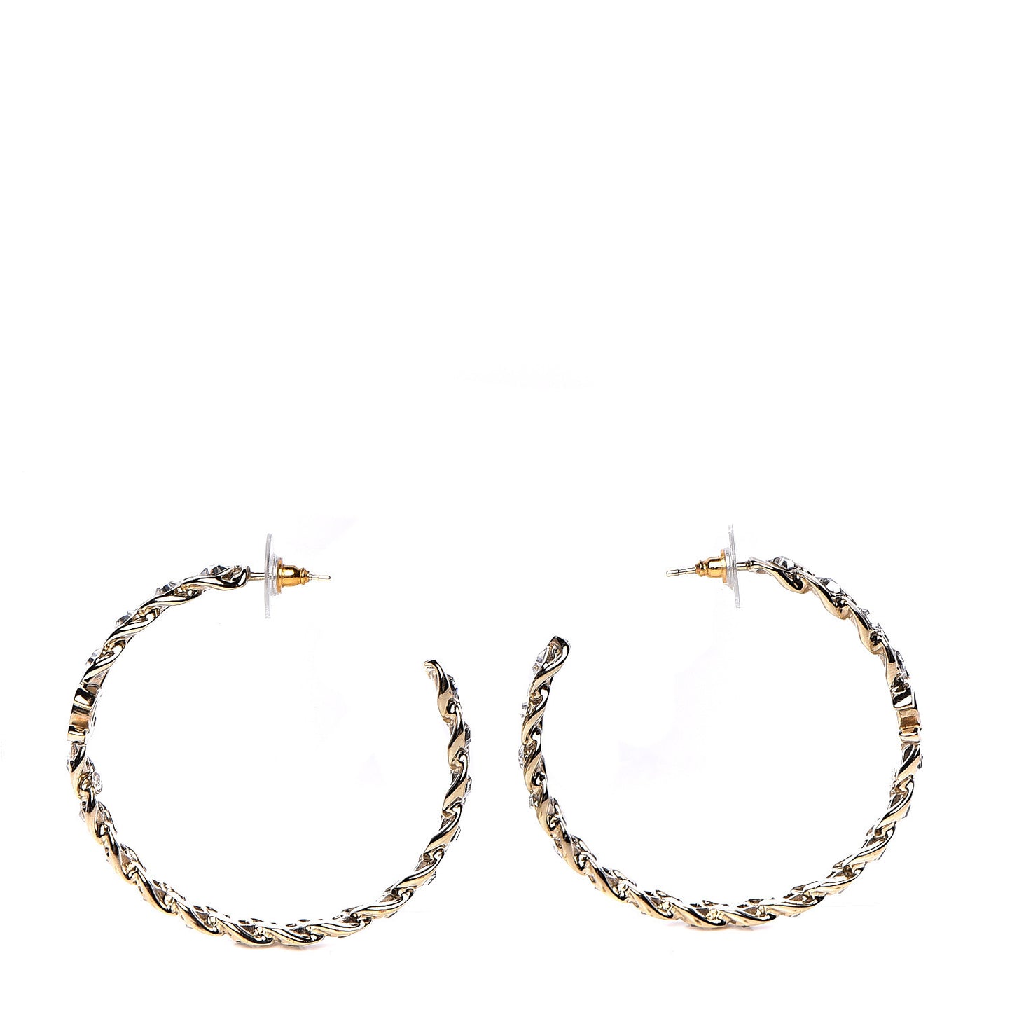 Crystal CC Hoop Earrings Gold