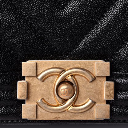 Chanel Caviar Chevron Quilted Small Boy Flap Black 4 of 4