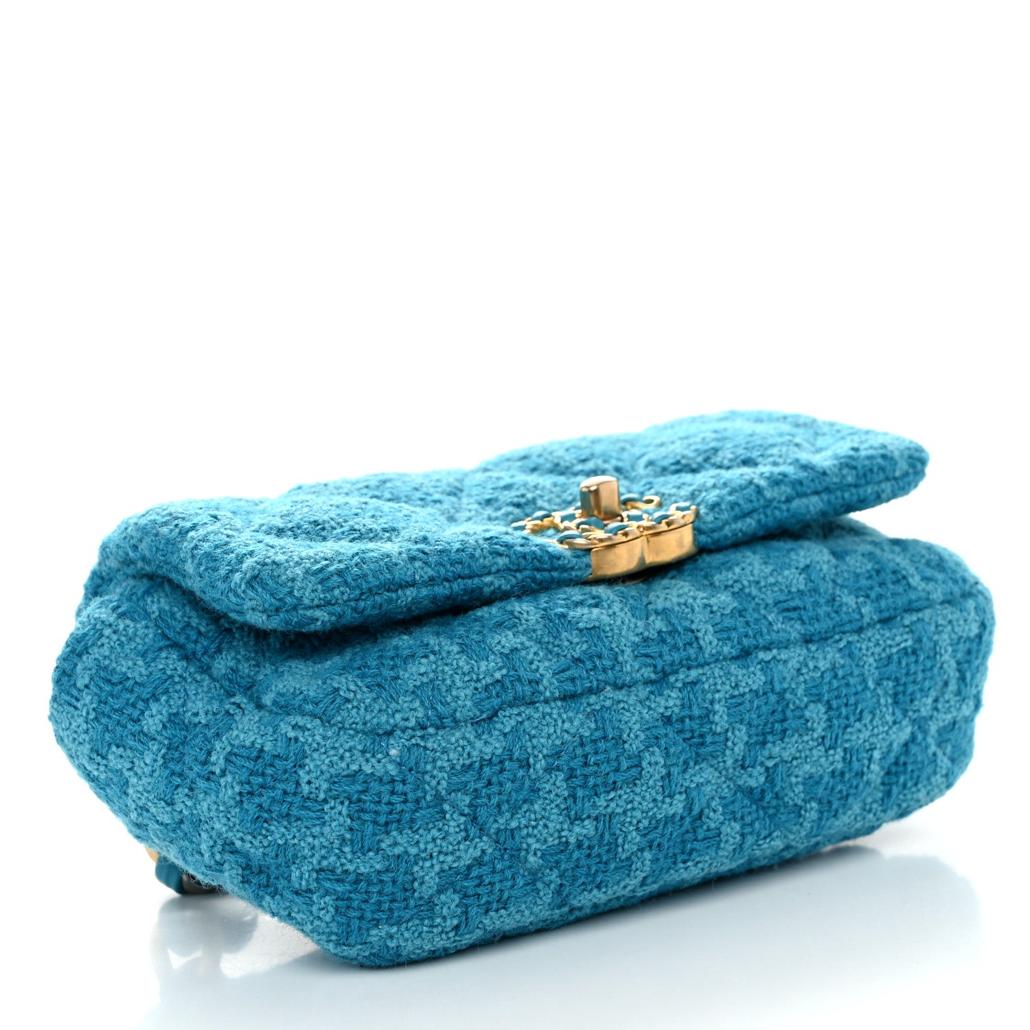 Chanel Tweed Quilted Chanel 19 Waist Bag Turquoise 4 of 10