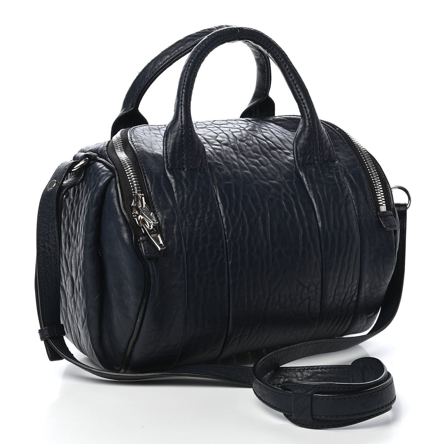 Pebbled Lambskin Rockie Navy Rhodium Hardware