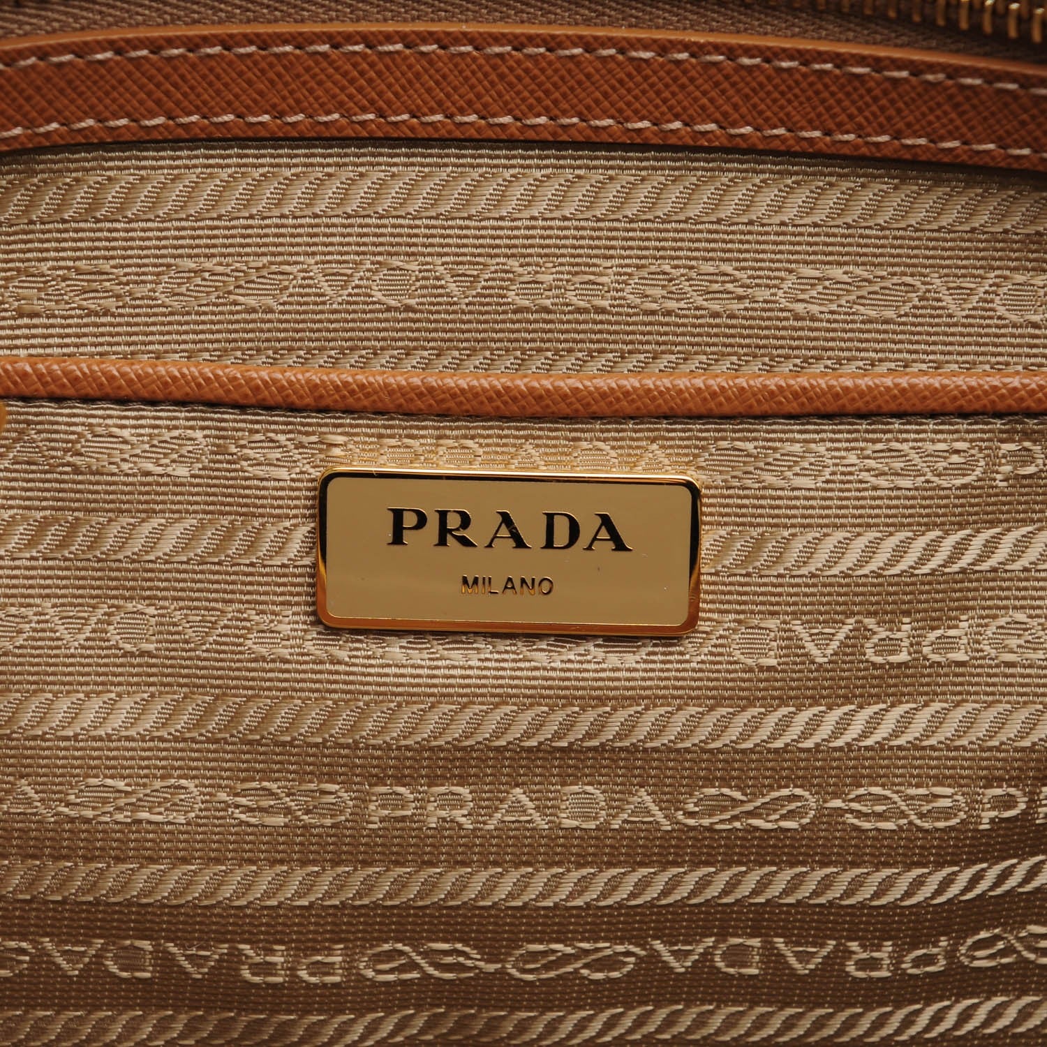 Prada Saffiano Large Galleria Double Zip Tote Caramel 6 of 9