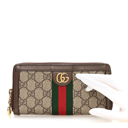 Gucci GG Supreme Monogram Web Ophidia Zip Around Wallet Brown 2 of 6