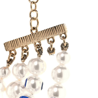 Chanel Resin Pearl Striped CC Multistrand Bracelet Blue 5 of 5