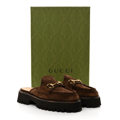 Gucci Suede Horsebit Platform Mules 38.5 Washed Brown 9 of 9