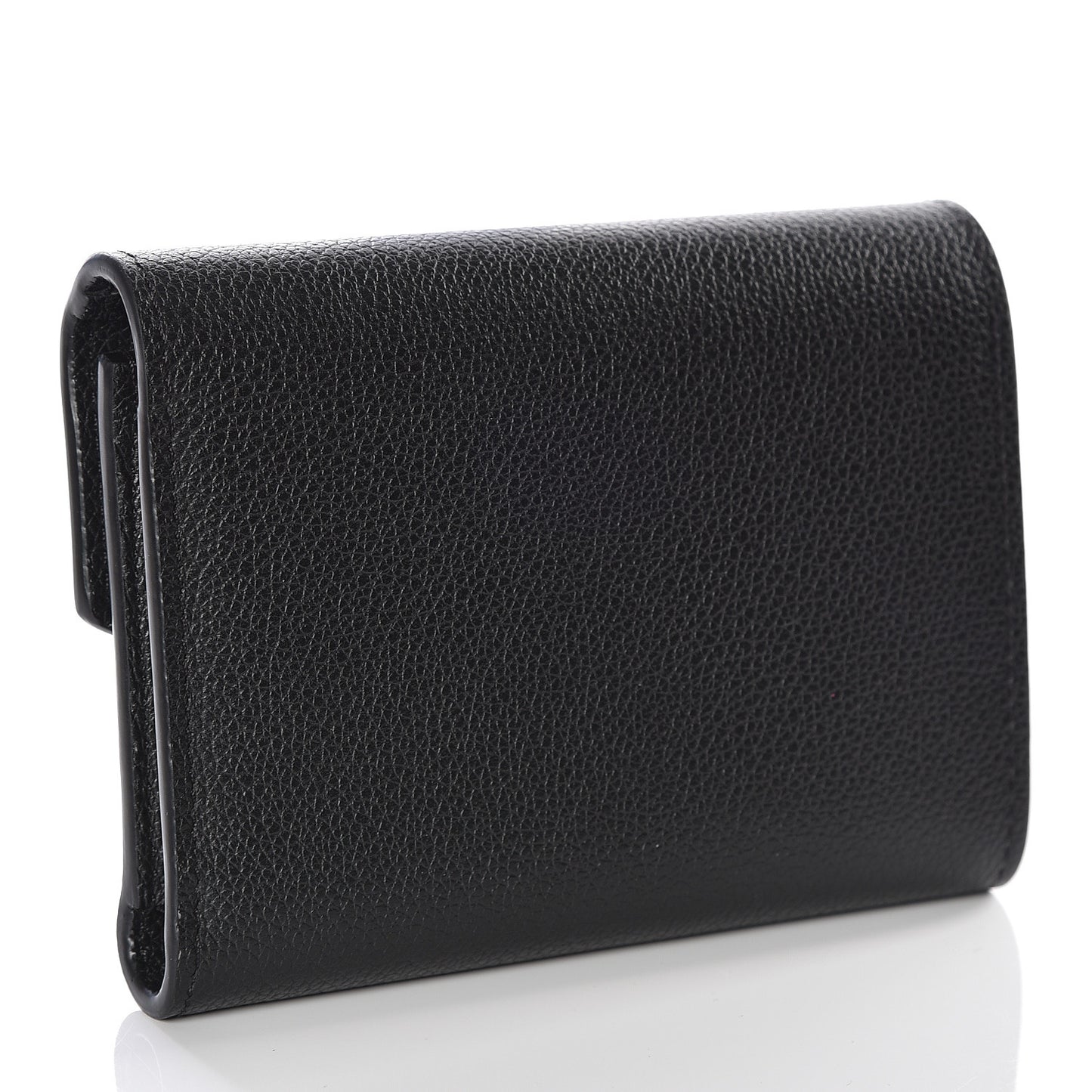 Soft Calfskin My Lockme Compact Wallet Black