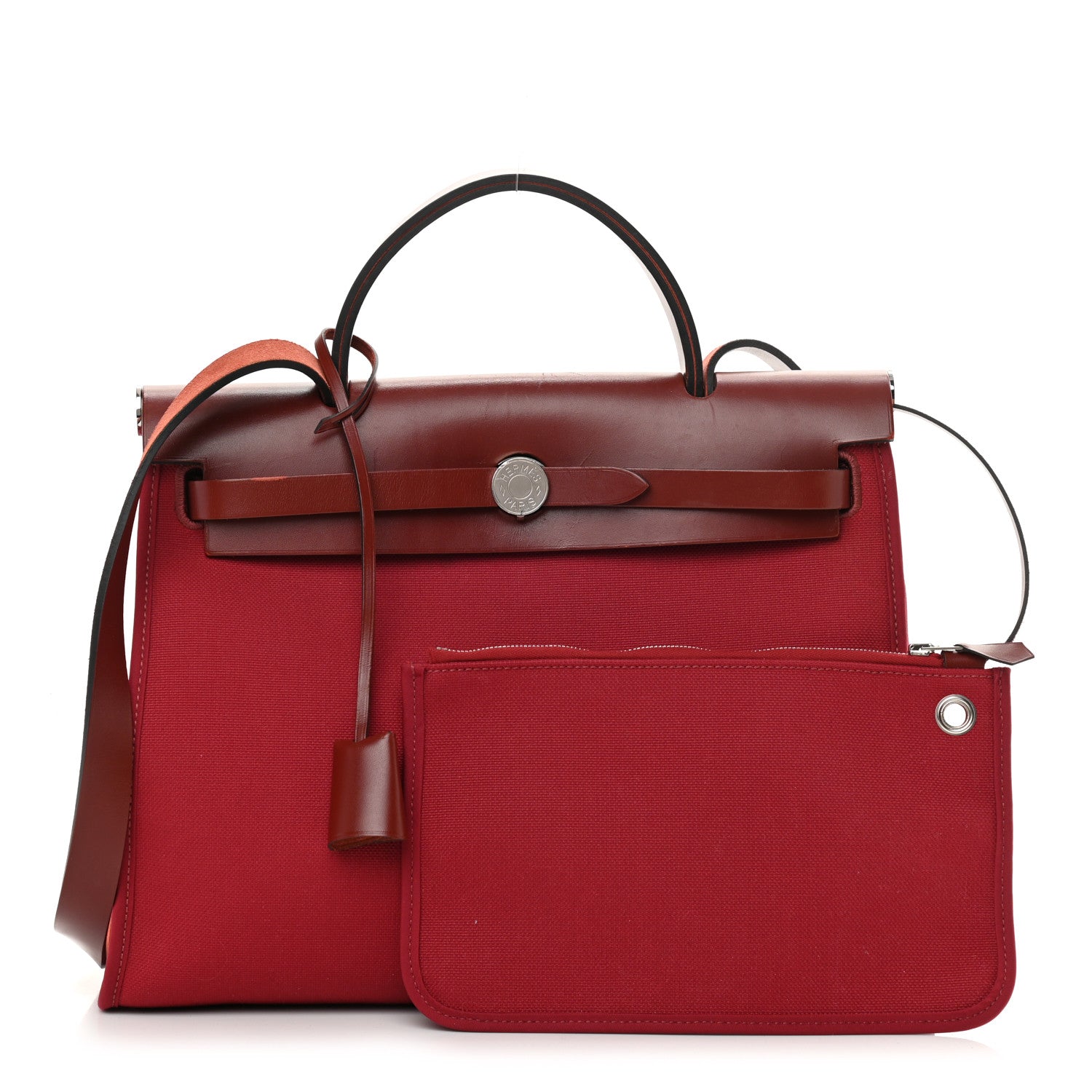 Hermes Military Toile Vache Hunter Herbag Zip 31 PM Rouge Grenat 1 of 15