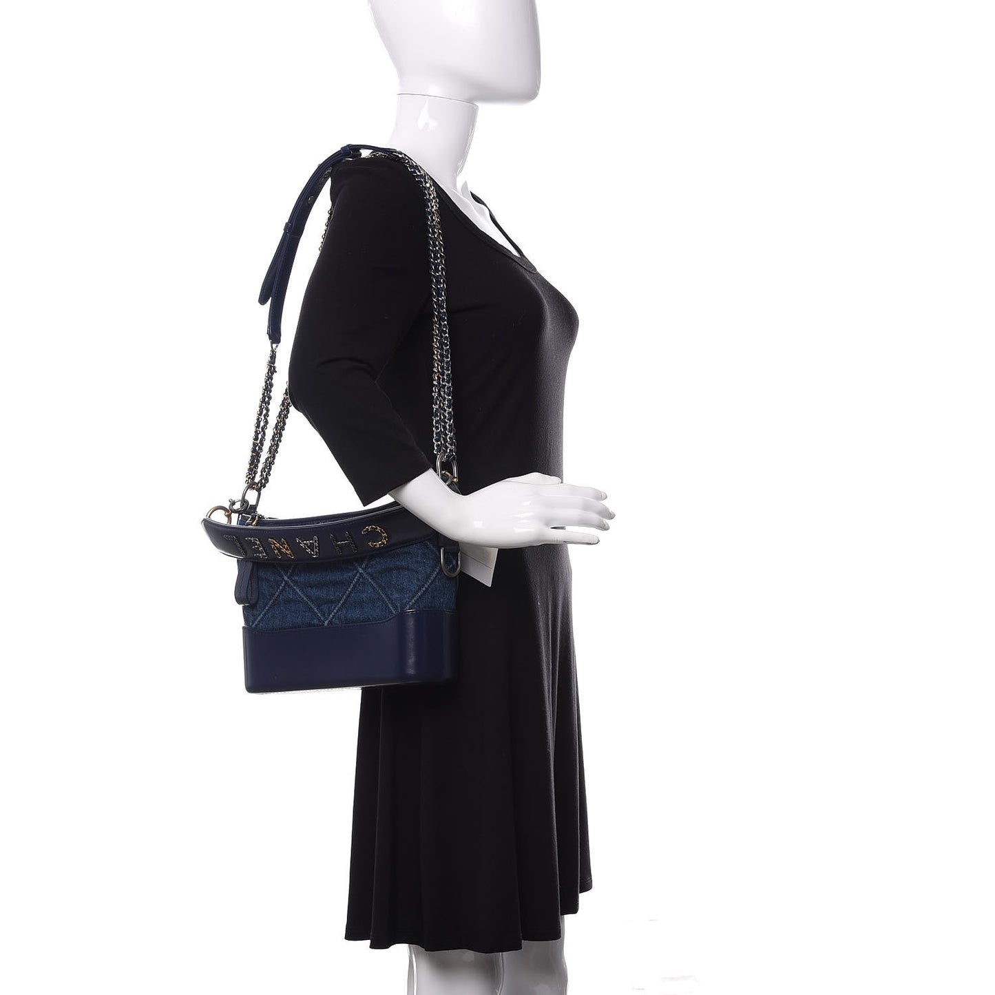 Denim Calfskin Small Gabrielle Hobo Blue