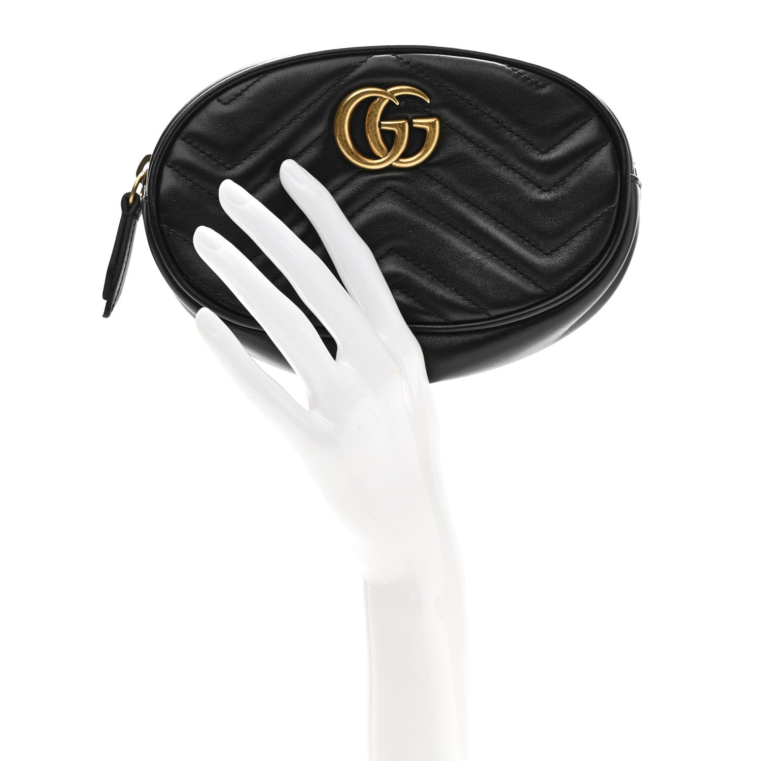 Gucci Calfskin Matelasse GG Marmont Belt Bag Black 2 of 8