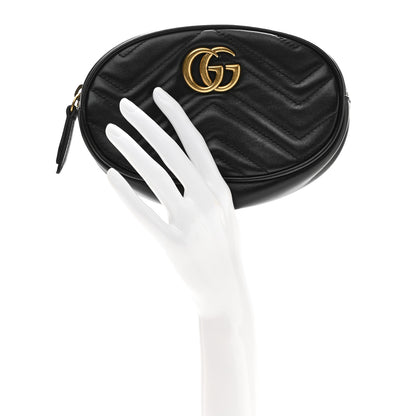 Gucci Calfskin Matelasse GG Marmont Belt Bag Black 2 of 8