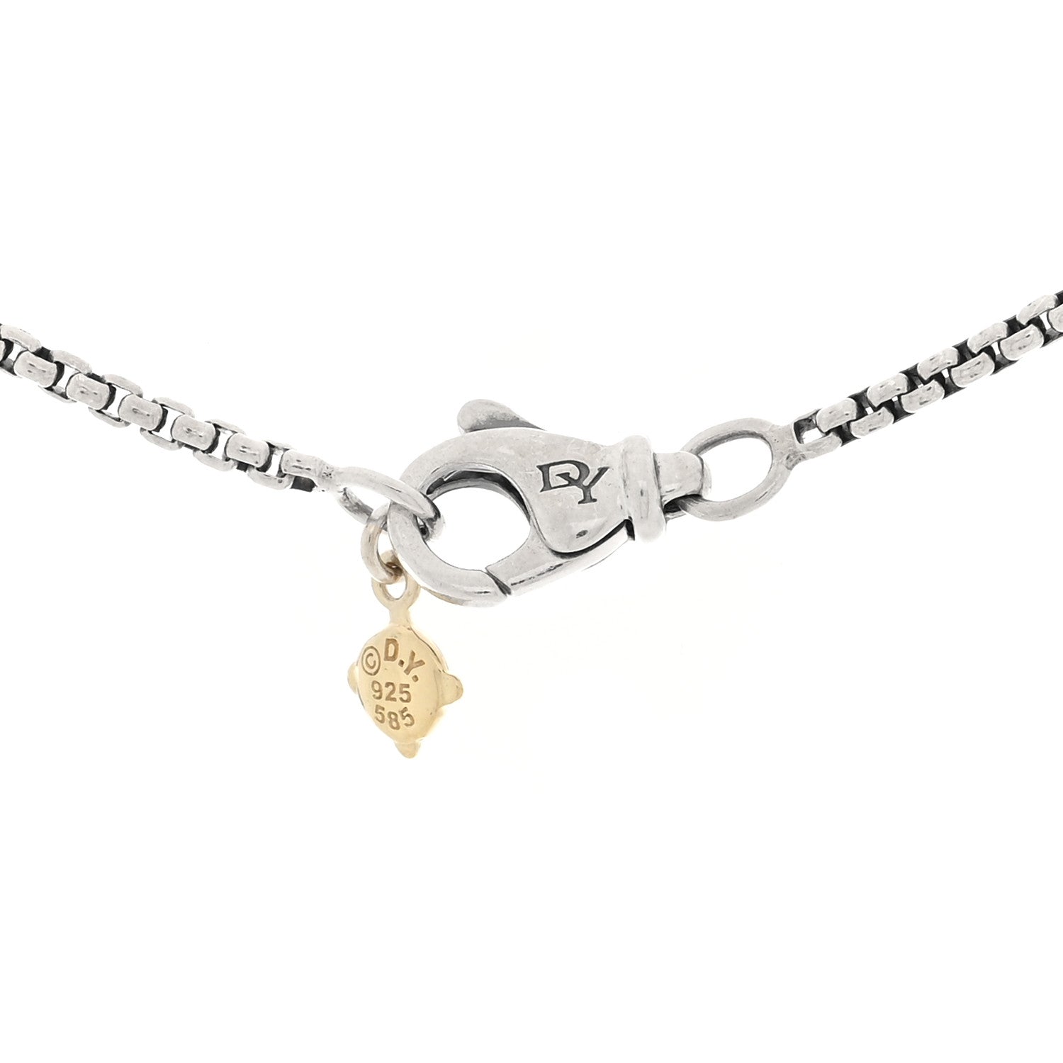 David Yurman Sterling Silver 14K Yellow Gold 1.7mm Baby Box Chain Necklace 16" 4 of 4
