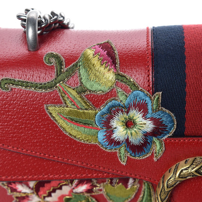 Gucci Calfskin Web Floral Embroidered Small Dionysus Shoulder Bag Hibiscus Red 10 of 12