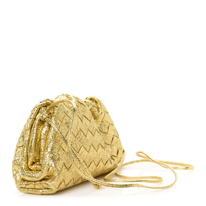 Bottega Veneta Metallic Nappa Intrecciato The Mini Pouch Oro 4 of 13