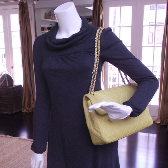Chanel Lambskin XL JUMBO MAXI Flap Lemon 2 of 12