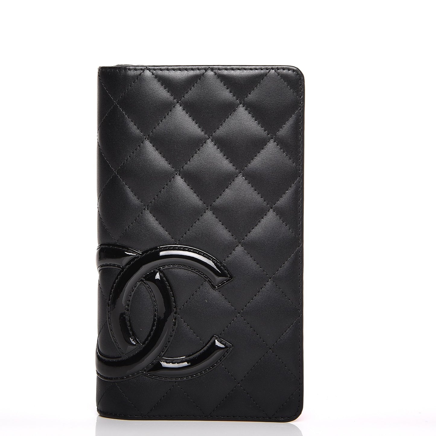 Calfskin Quilted Cambon Yen Wallet Black