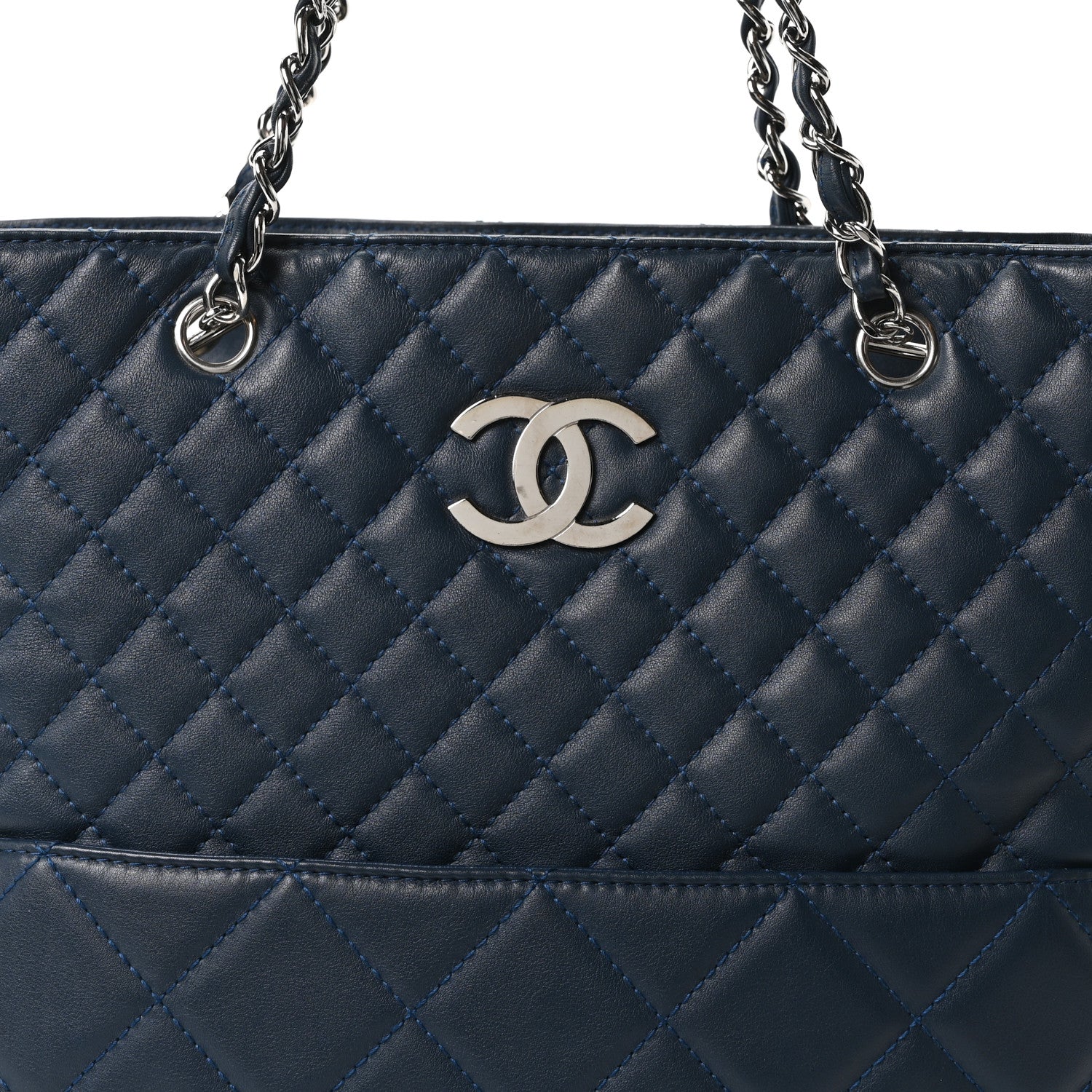 Chanel Calfskin Quilted In The Business North South Tote  Blue 8 of 10