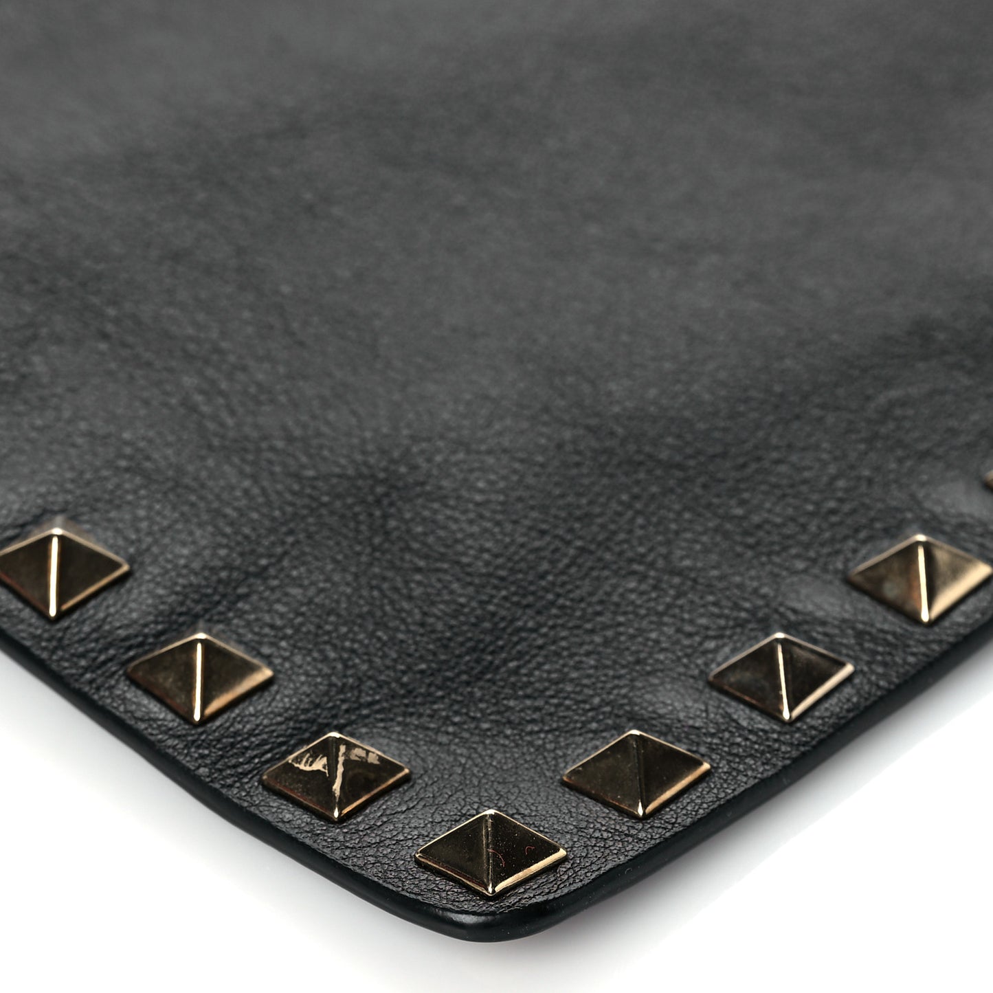 Vitello Large Rockstud Zip Pouch Black