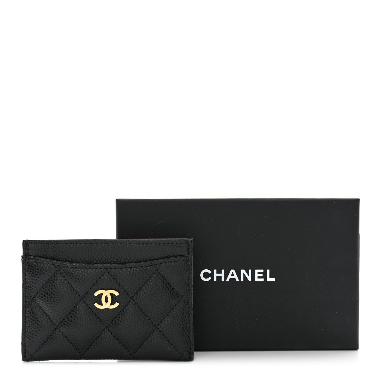 Caviar Quilted Card Holder Black