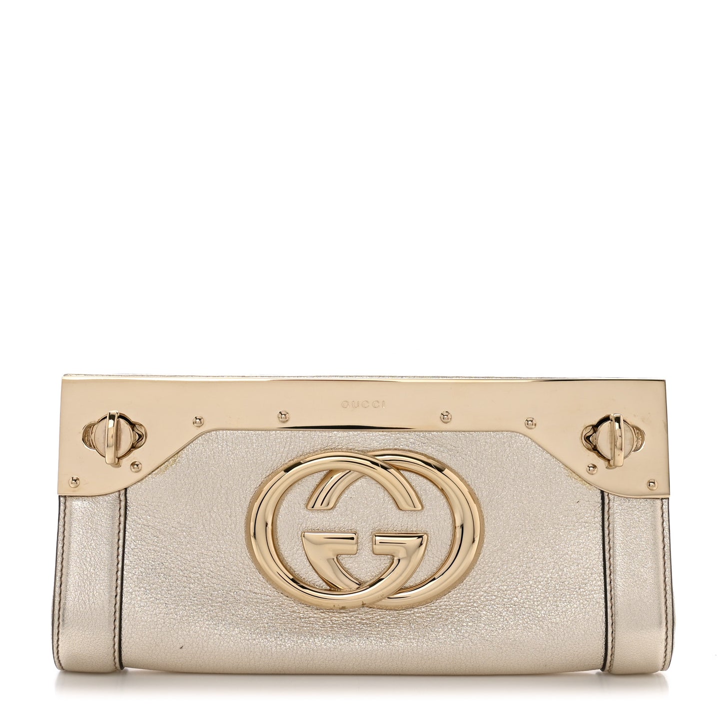 Metallic Calfskin Britt Clutch Gold