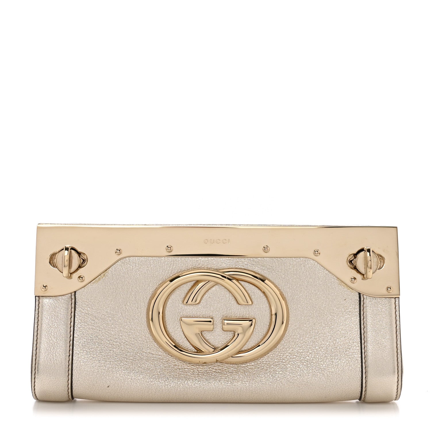 Gucci Metallic Calfskin Britt Clutch Gold 1 of 10