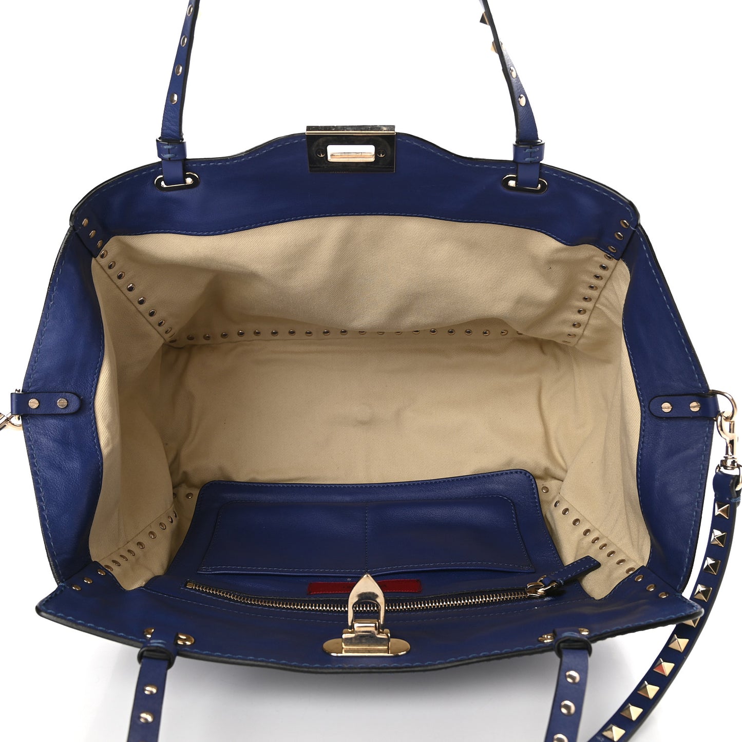 Vitello Medium Rockstud Tote Blue China