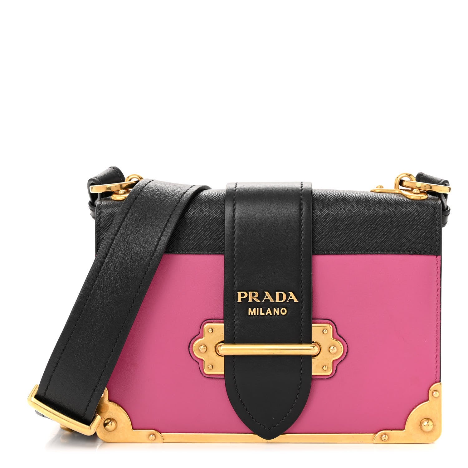 Prada City Calf Saffiano Cahier Bag Fuxia Black 1 of 11