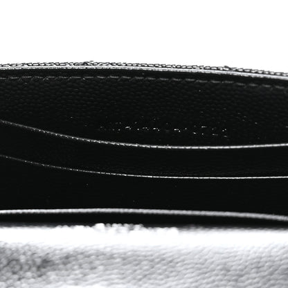 Saint Laurent Grain De Poudre Matelasse Chevron Small Monogram Envelope Wallet Black 7 of 8