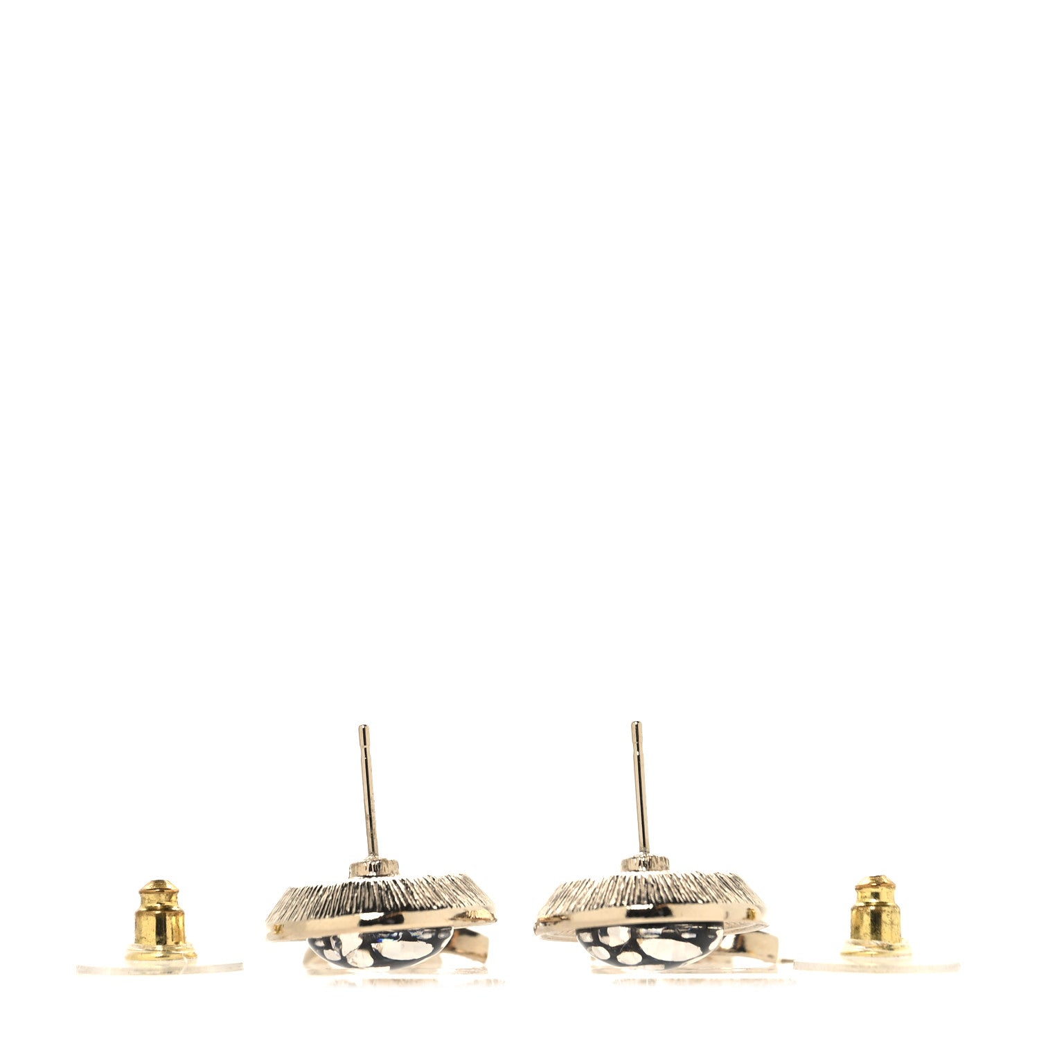 Chanel Metal Resin Crystal CC Drop Earrings Gold Black 3 of 4