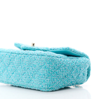 Chanel Wool Tweed Quilted Mini Rectangular Flap Turquoise Light Blue 11 of 12