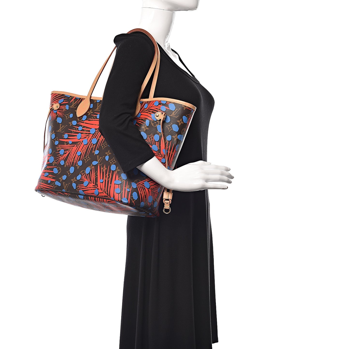 Monogram Jungle Dots Neo Neverfull MM Coquelicot Denim