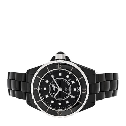 Chanel Stainless Steel Ceramic Diamond 33mm J12 Quartz Watch Black 2 of 5