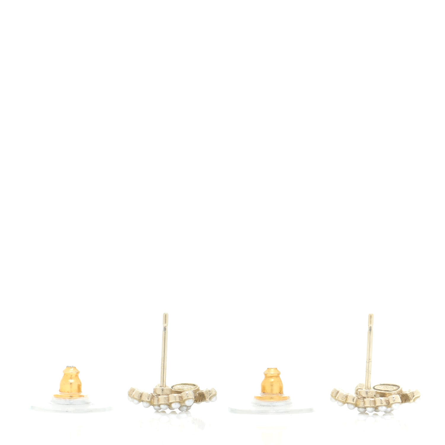 Chanel Pearl Crystal CC Stud Earrings Gold 3 of 5