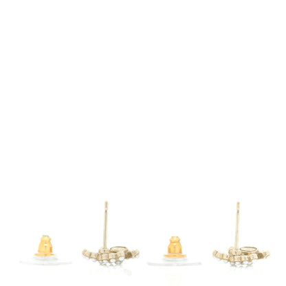 Chanel Pearl Crystal CC Stud Earrings Gold 3 of 5
