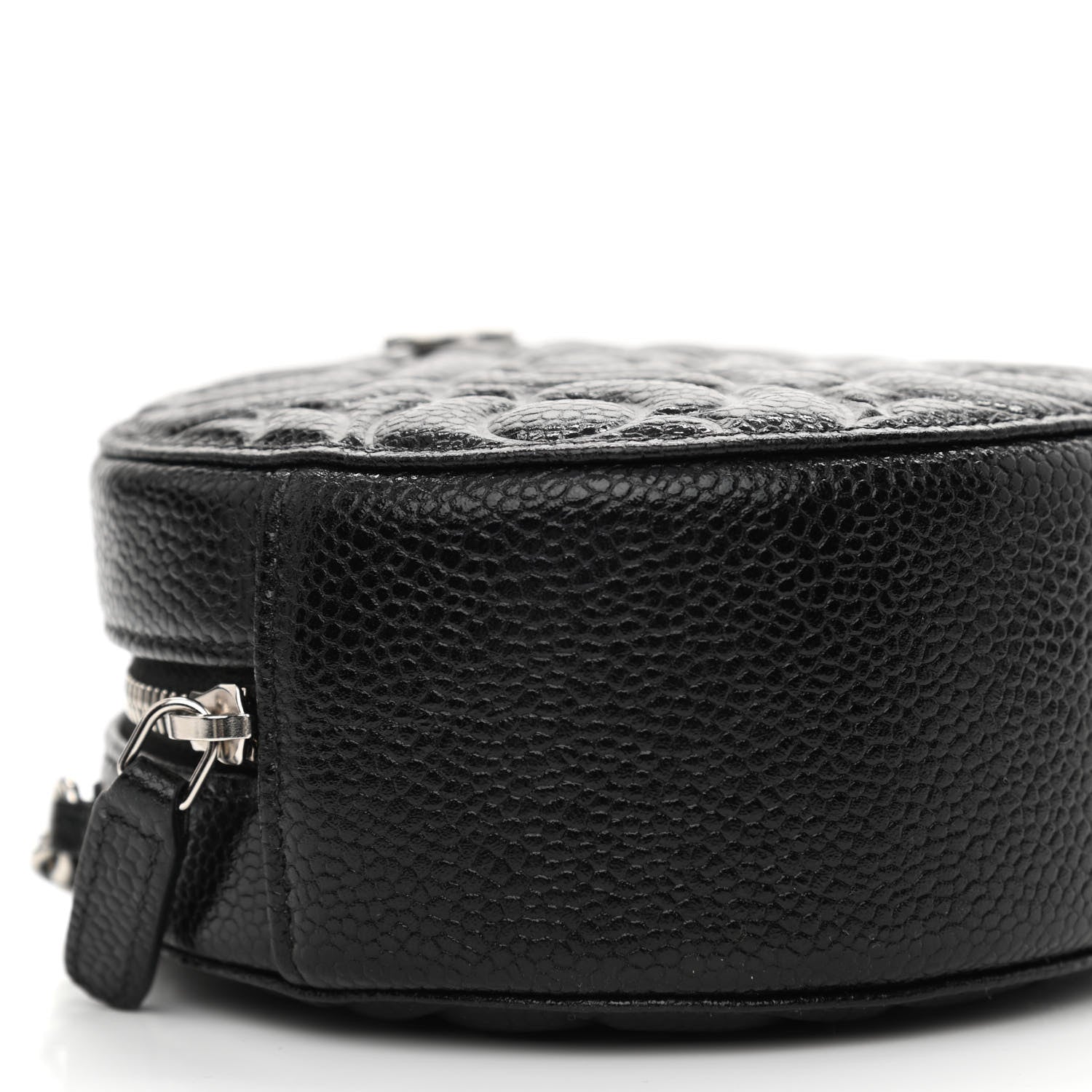 Chanel Caviar Camellia Embossed Round Clutch With Chain Black 9 of 11