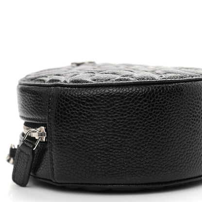 Chanel Caviar Camellia Embossed Round Clutch With Chain Black 9 of 11