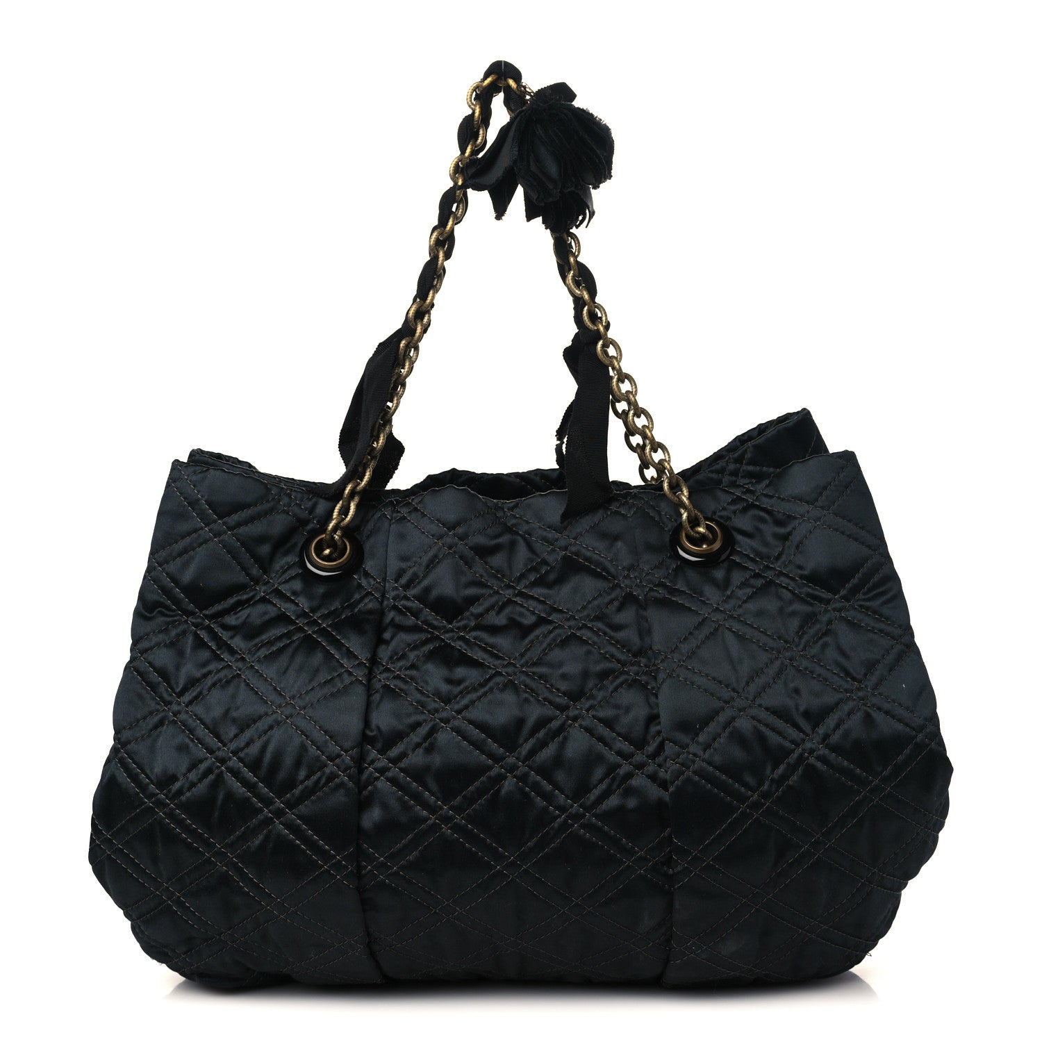Lanvin Satin Quilted Shoulder Bag Black 1 of 10