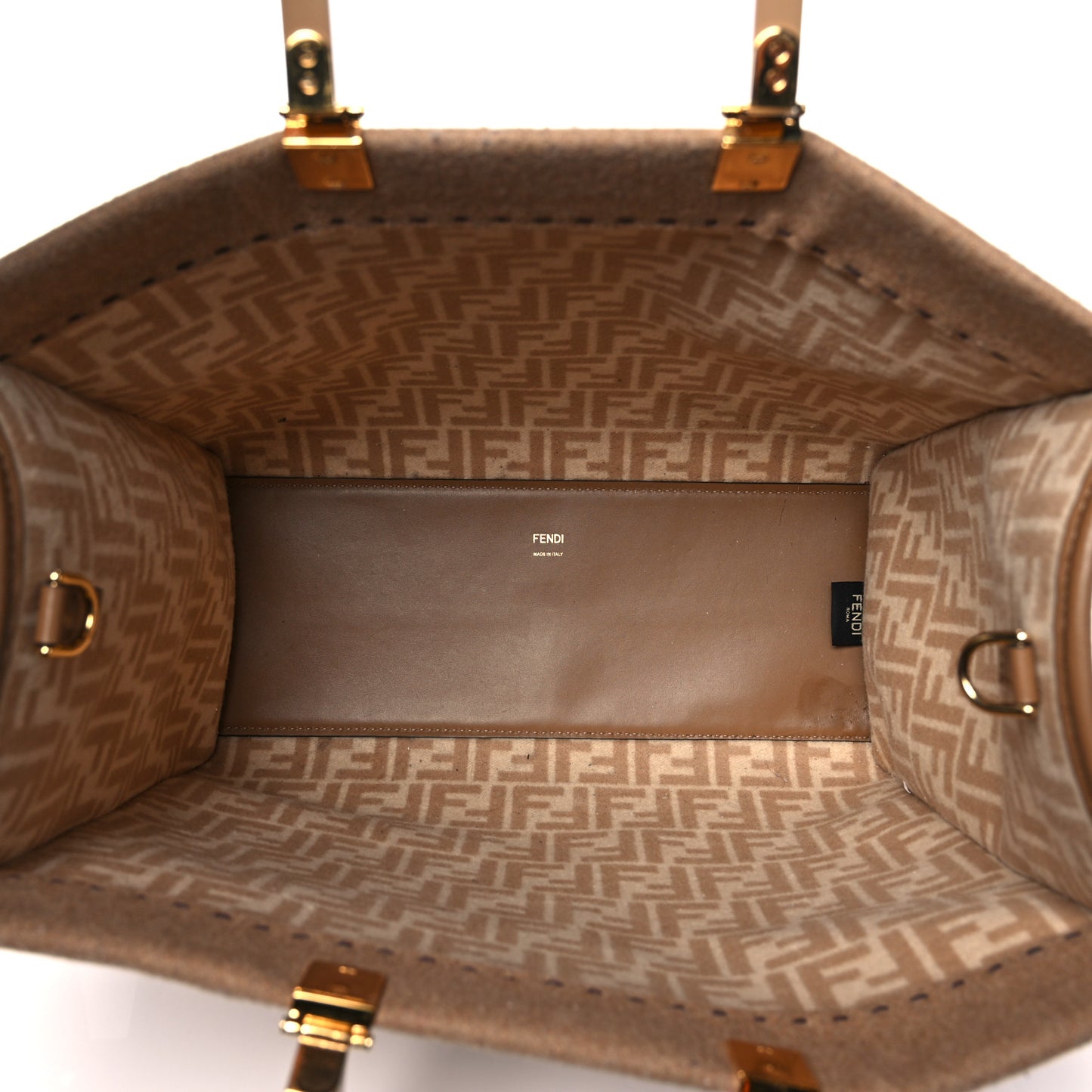Flannel Vitello King Wool Plexiglass FF Logo Embroidered Medium Fendi Sunshine Shopper Tote Brown