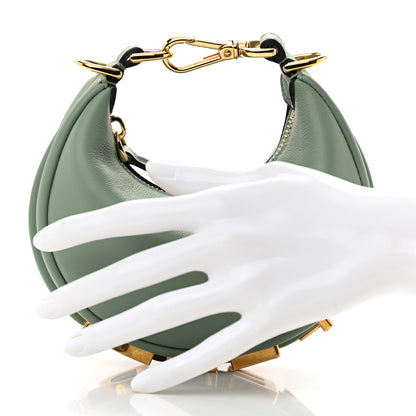 Fendi Vitello Grace New Matte Nano Fendigraphy Hobo Charm Menta 2 of 11