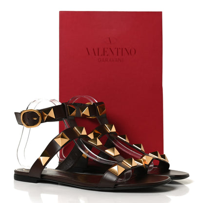 Valentino Garavani Calfskin Roman Stud Ankle Strap Flat Sandals 40.5 Fondant 12 of 12