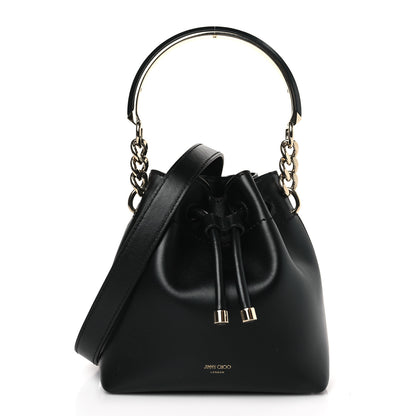 Jimmy Choo Smooth Shiny Calfskin Bon Bon Bucket Bag Black 1 of 8