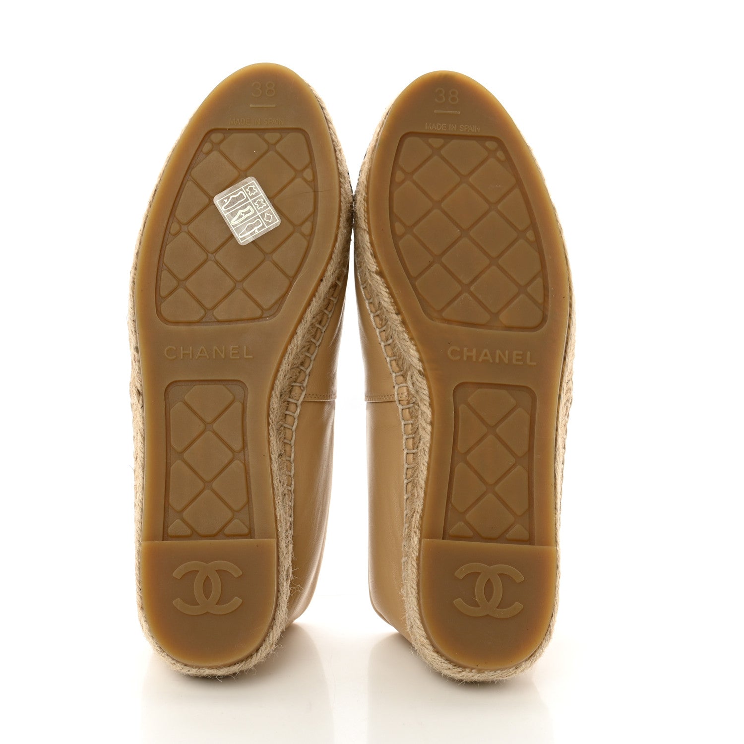 Chanel Lambskin CC Espadrilles 38 Beige Black 6 of 11
