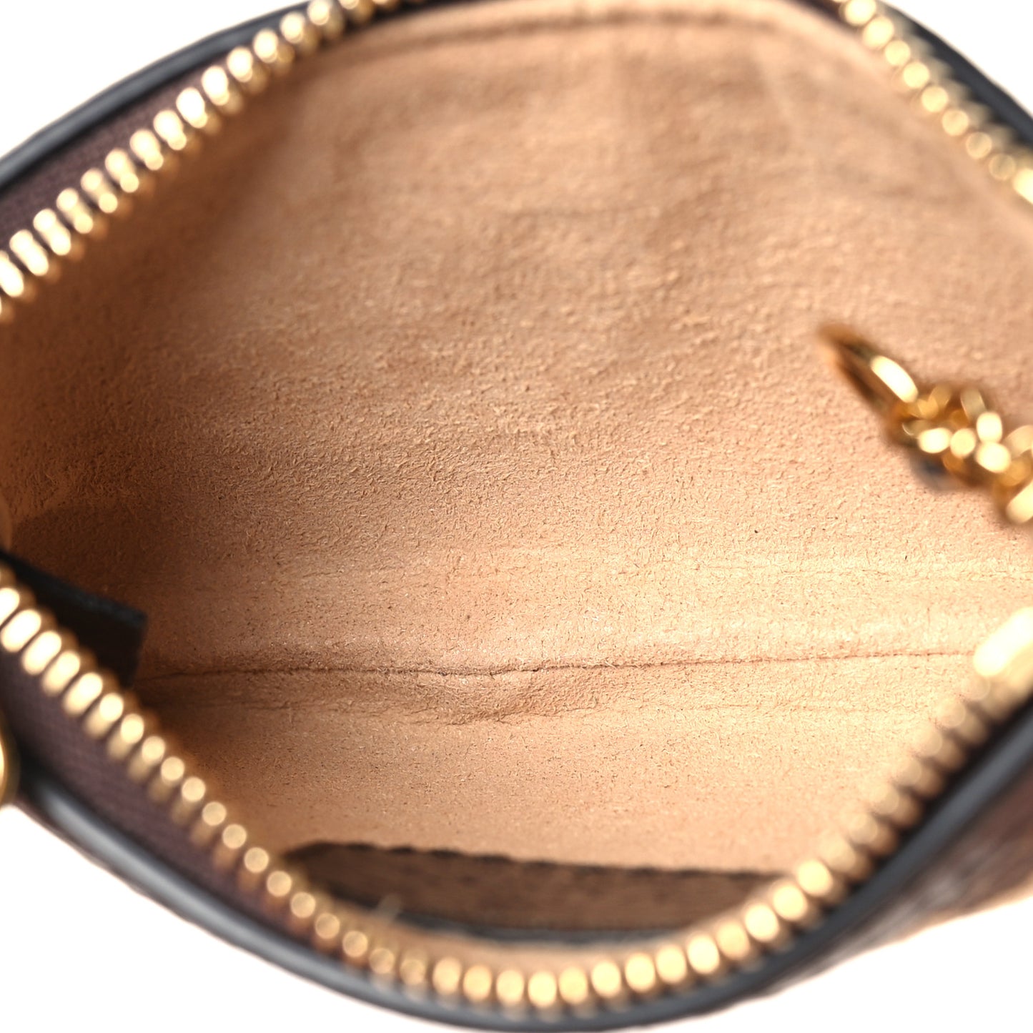 Monogram Jumbo GG Textured Dollar Calfskin Ophidia Key Case Camel Ebony New Acero