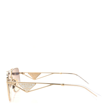 Prada Metal Symbole Triangle Logo Sunglasses SPR A52 Gold Blue 3 of 8
