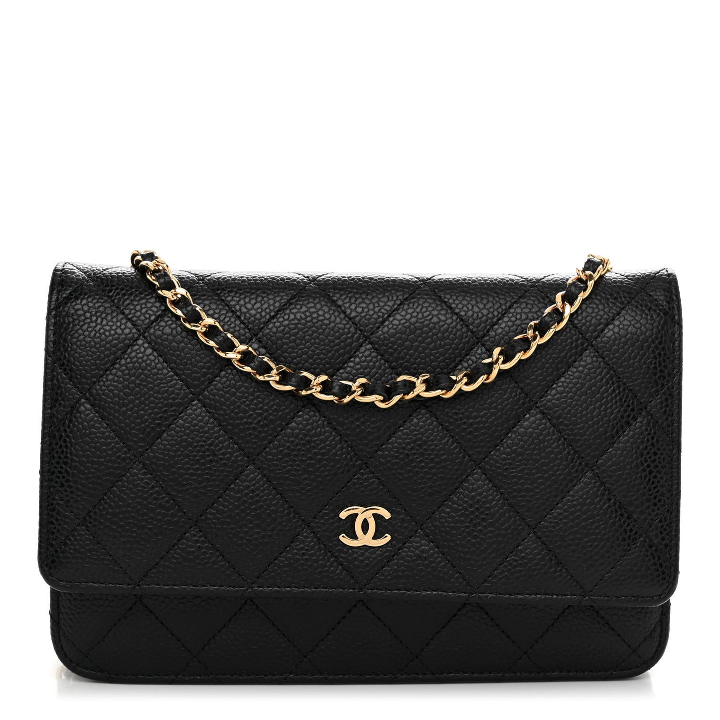 Caviar Quilted Wallet on Chain WOC Black
