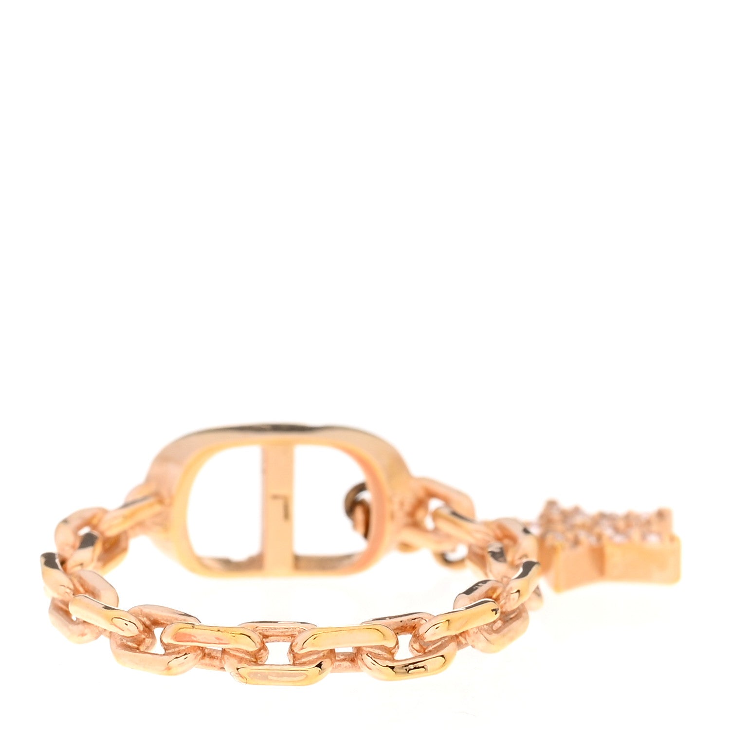 Christian Dior Metal Crystal Star CD Ring M Gold 3 of 6