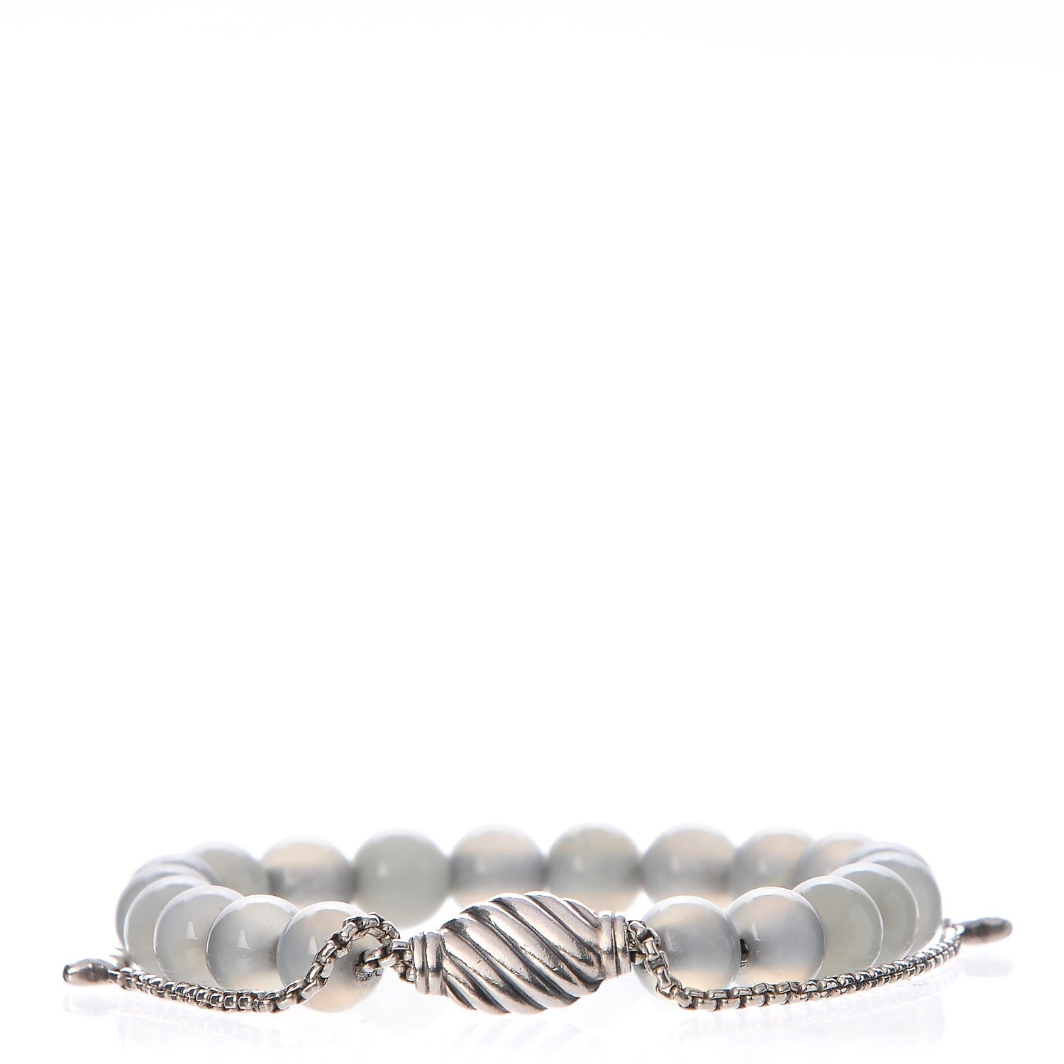 David Yurman Sterling Silver Chalcedony 8mm Spiritual Beads Adjustable Bracelet 1 of 5