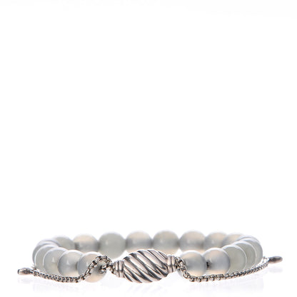 David Yurman Sterling Silver Chalcedony 8mm Spiritual Beads Adjustable Bracelet 1 of 5