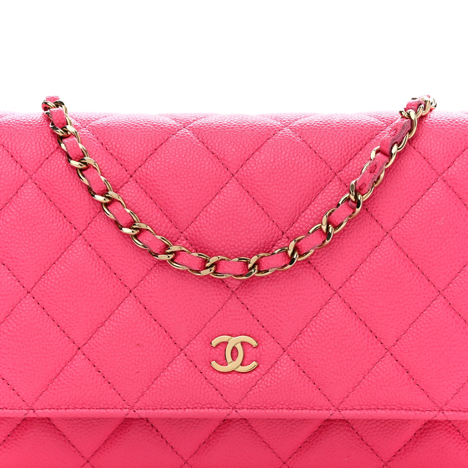Chanel Caviar Quilted Wallet on Chain WOC Fuchsia 9 of 12