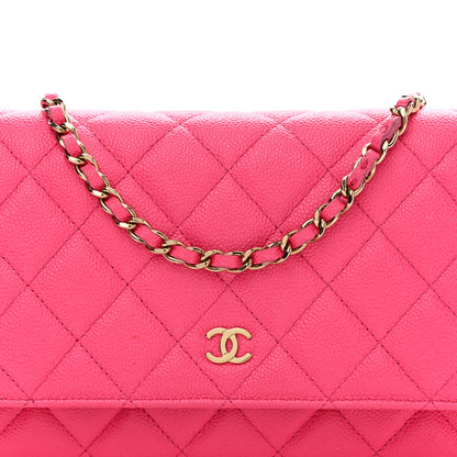 Chanel Caviar Quilted Wallet on Chain WOC Fuchsia 9 of 12