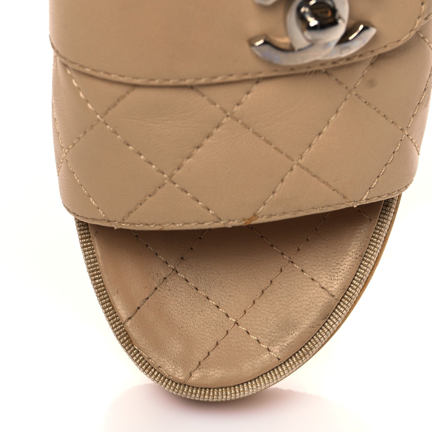 Chanel Lambskin Quilted Turn Lock CC Platform Mule 40 Beige 11 of 12